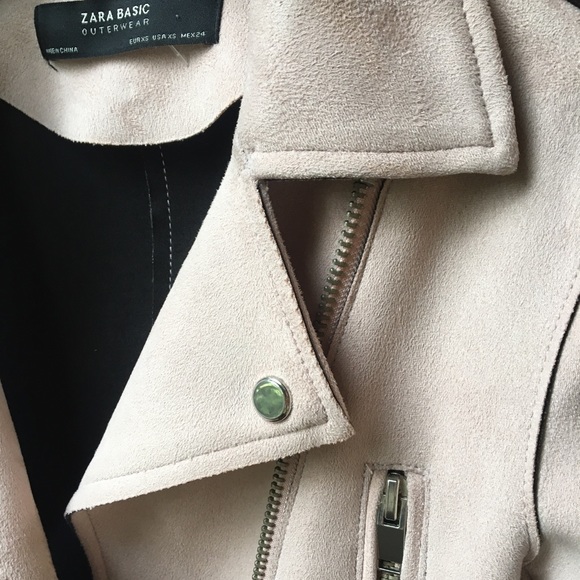 ZARA Moto biker jacket XS pink faux suede, EUC 😍 - Picture 3 of 5